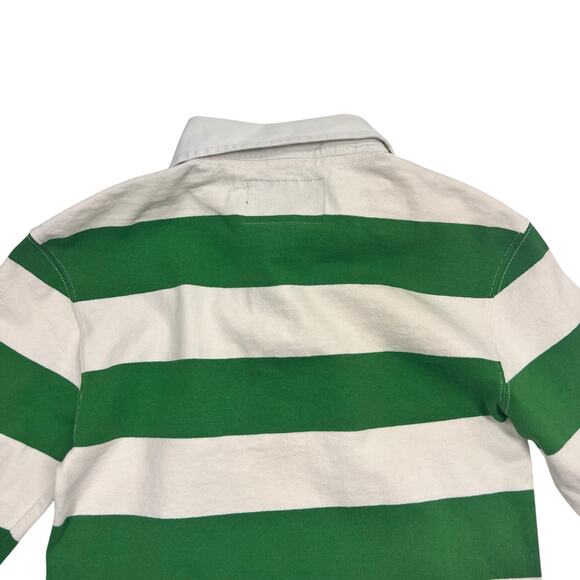 Vintage Rugby Ralph Lauren Slim Fit Polo Shirt Preppy Ivy League XS Green Stripe - Picture 6 of 12